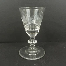 Antique Cut Flint Wine Glass Pittsburgh Diagonal Lines & Panels #7
