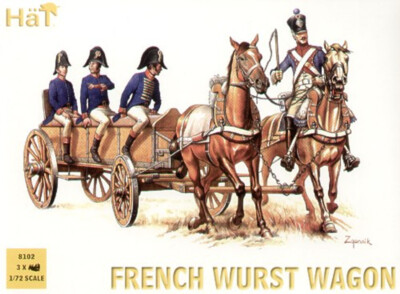 HAT 1/72 Napoleonic French Wurst Horse Drawn Wagon w/4 Figures HAT8102