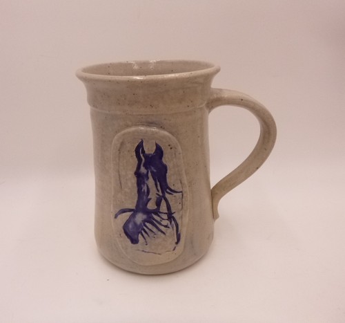 Art Pottery Hand made Coffee Mug Tea Cup blue Horse head Davenport Conservancy