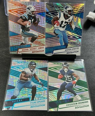 2025 Panini Revolution 4 Card # d Lot Legette, Okonkwo, Spears, Levels & Swirl
