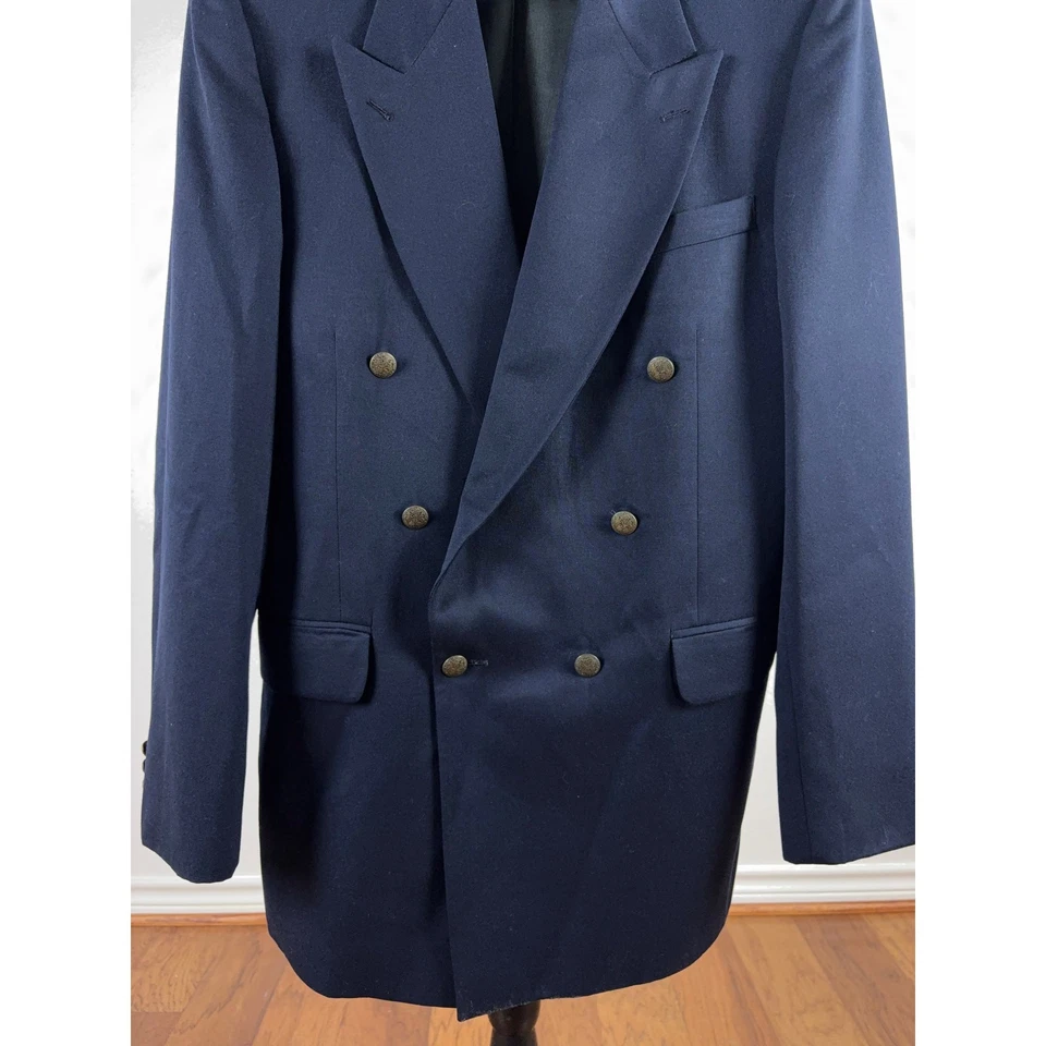 Traje Chaqueta Blazer De Colección Oscar Dela Renta Doble Pecho Hombres 42 XL Preppy Foto 3 de 4