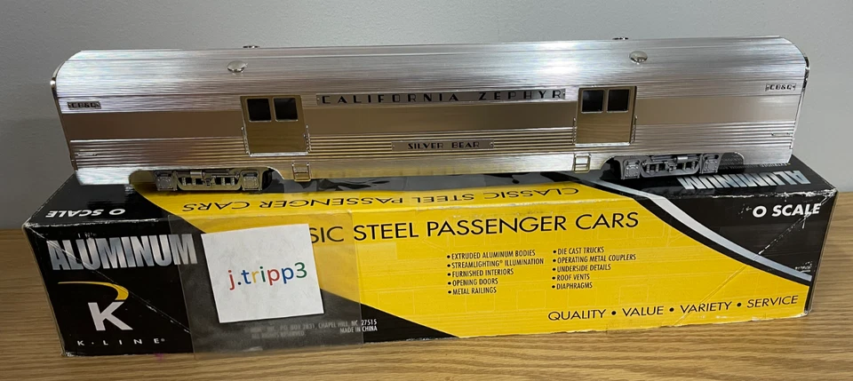 K-line K4613-30903 CB&Q California Zephyr Aluminio 18" Equipaje Pasajero Escala O Foto 2 de 4