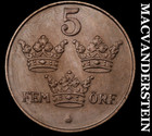 Sweden: 1949 Five Ore - Choice Gem Brilliant Uncirculated  No Reserve  #M664 — photo 2