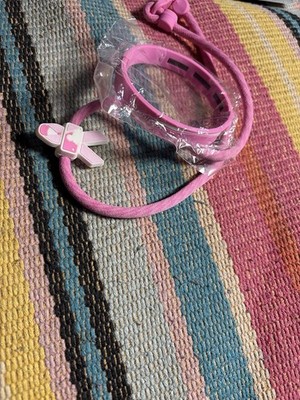 Phiten Rakuwa MLB Pink Ribbon Breast Cancer Baseball Titanium Necklace Bracelet