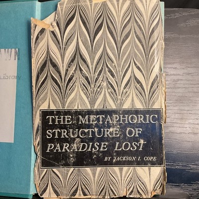 The Metaphoric Structure of Paradise Lost Cope 1962 Vintage HCDJ Rare 1st Ed