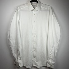 Eton 17 Slim Fit Herringbone Cotton Lyocell Stretch White Solid Men Dress Shirt