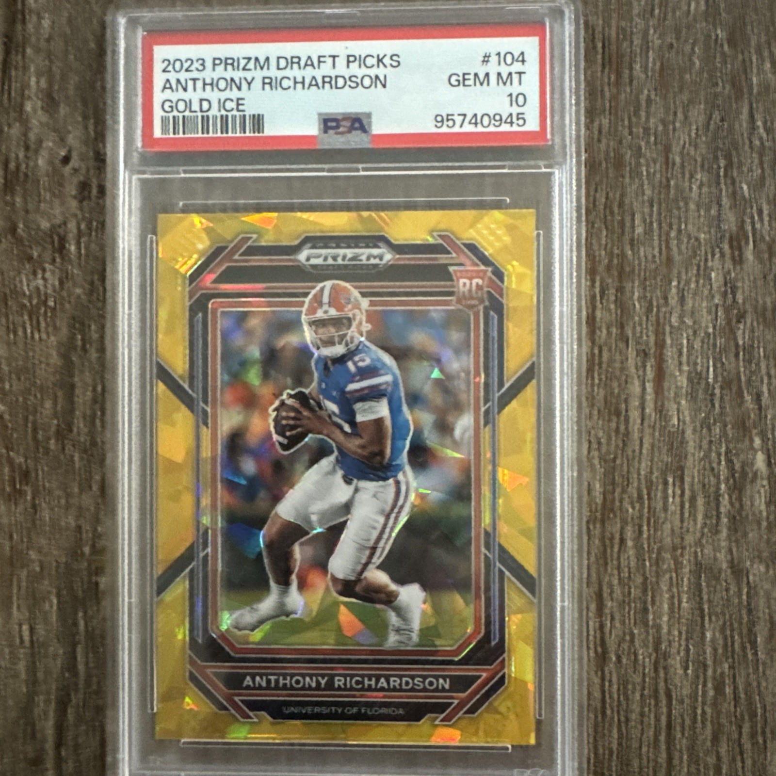 2023 Panini Prizm Draft Picks Anthony Richardson #104 Gold Ice Prizm Gem MT 10