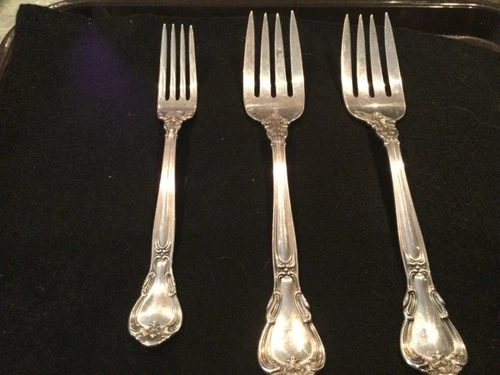 3 Gorham Chantilly Sterling Silver Forks 2-serving, 1-dinner SCRAP or NOT 206 gr