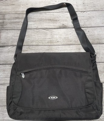 TUMI T3 Black Nylon  Messenger Crossbody Bag Model 6404STE With Strap (Pockets)
