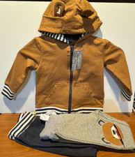 Tommy Bahama Kids Boy s Size 12M Striped Bear 3-Piece Hoodie 2 Pants Set CUTE