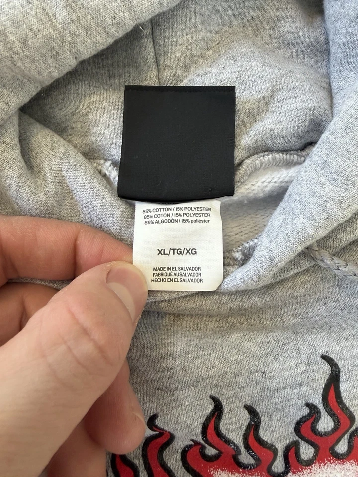 Мужская толстовка с капюшоном Thrasher Magazine Flaming Skulls Flames серая размер XL скейтборд - Изображение 3 из 4