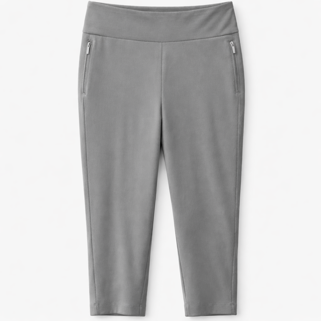 Cypress Club Women’s Pull On Ankle Pants Gray Stretch Slim High Rise Size L