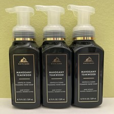  3 Bath  Body Works White Barn MAHOGANY TEAKWOOD Gentle Foaming Hand Soap NEW