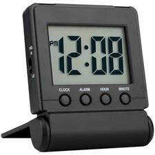 FAMICOZY Compact Digital Travel Alarm Clock with High/Low Compact, Black