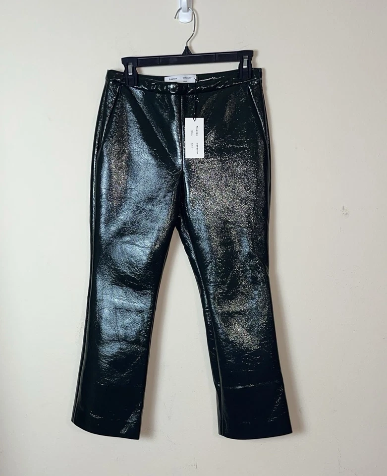 Pantalón corto de cuero vegano Proenza Schouler en pino, talla 2, venta al por menor de $495, nuevo con etiquetas, 601 Foto 3 de 4