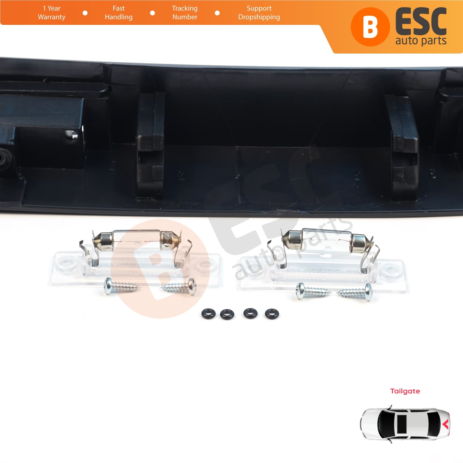 Rear Tailgate Number Plate Light Housing Strip For VW Transporter T5 2003-2015