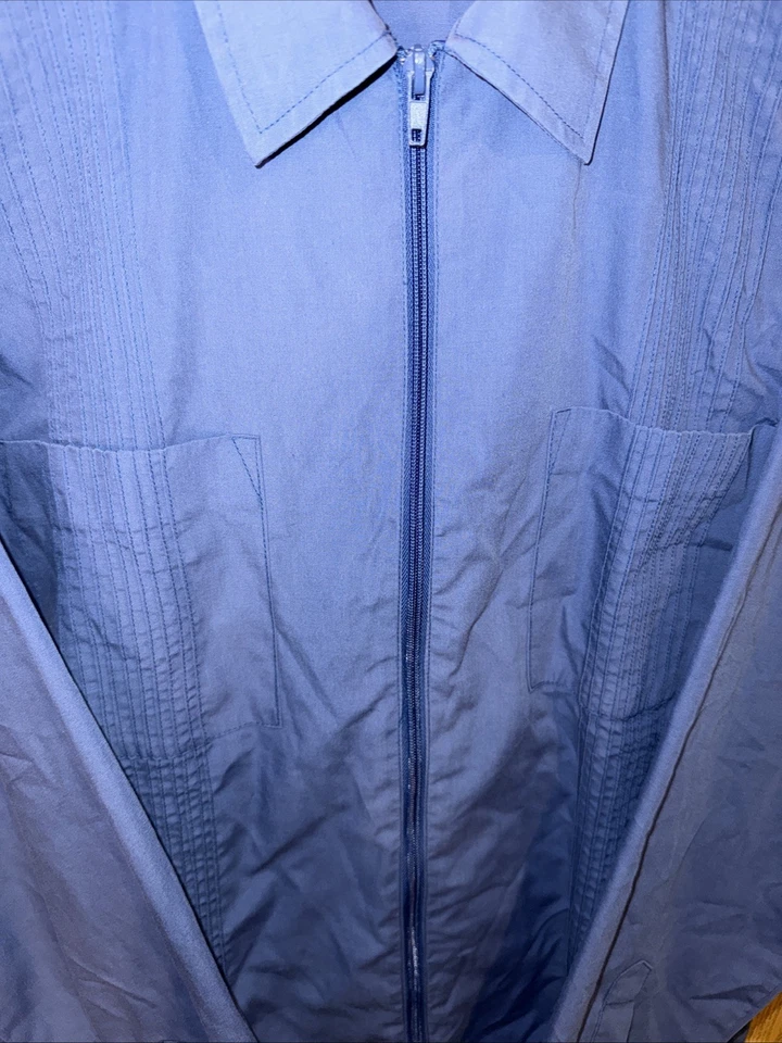 Men’s Vintage Haband Lightweight Full zip up Pleated Jacket Long Sleeve M Blue - Image 3 of 4