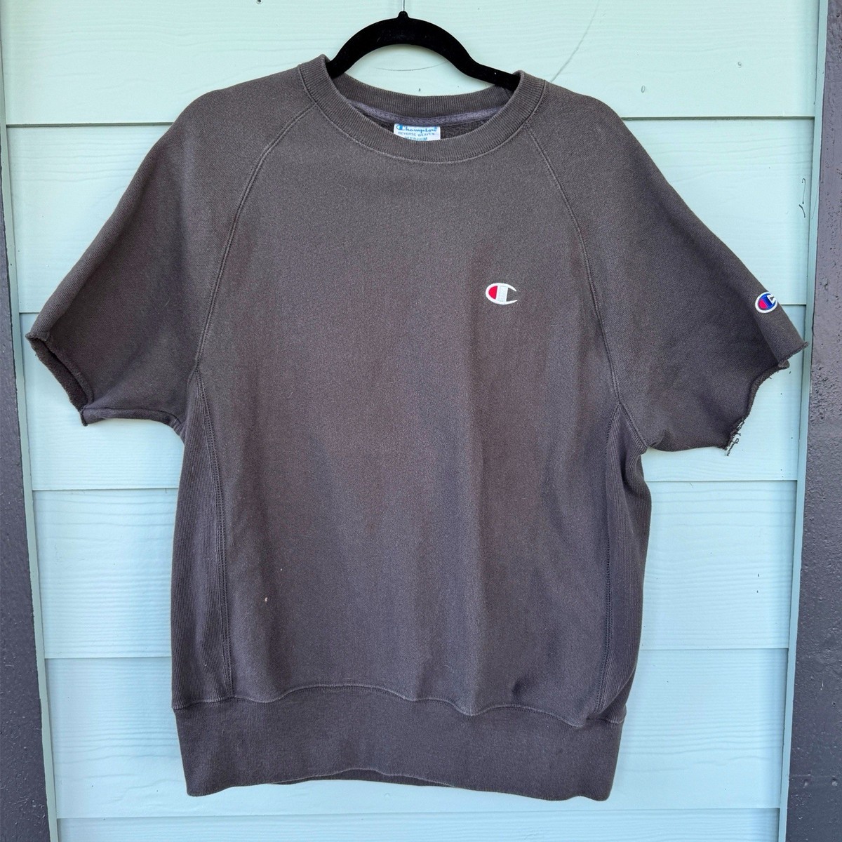 Champion Men's Classic Gray Crewneck Sweatshirt With Short Sleeves