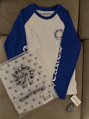 Chrome Hearts Blue White Long Sleeve Cotton Graphic Print T-Shirt Crew Neck M