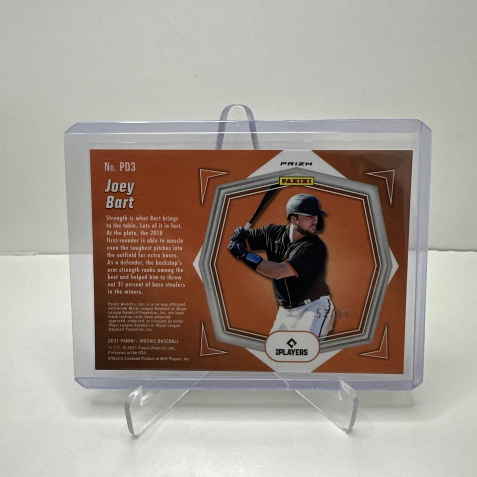 2021 Panini Mosaic Joey Bart -Debuts Reactive Orange Mosaic /99 - Image 4 of 4