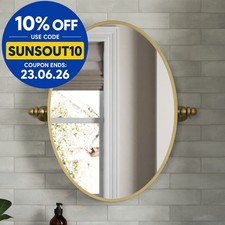 500 x 700mm Brushed Brass Wall Mounted Bathroom Mirror Framed Oval Traditional