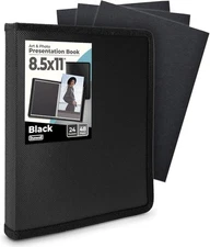 Dunwell Art Portfolio 8.5x11 Folder (Black), 8.5x11" w/ BLK Paper, Black 