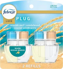 Febreze Plug in Air Freshener, Odor-Fighting Scented Oil Refill, Warm Ocean Bree