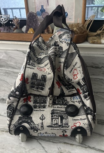 PARIS Moda Donna Trolley con Ruote Bagaglio Weekend Vacanze Viaggio Parigi Borsa - Foto 18 di 19
