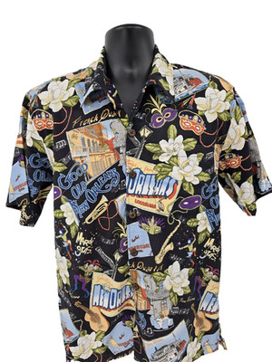 David Carey New Orleans Shirt Medium Black Mardi Gras Party Originals Men