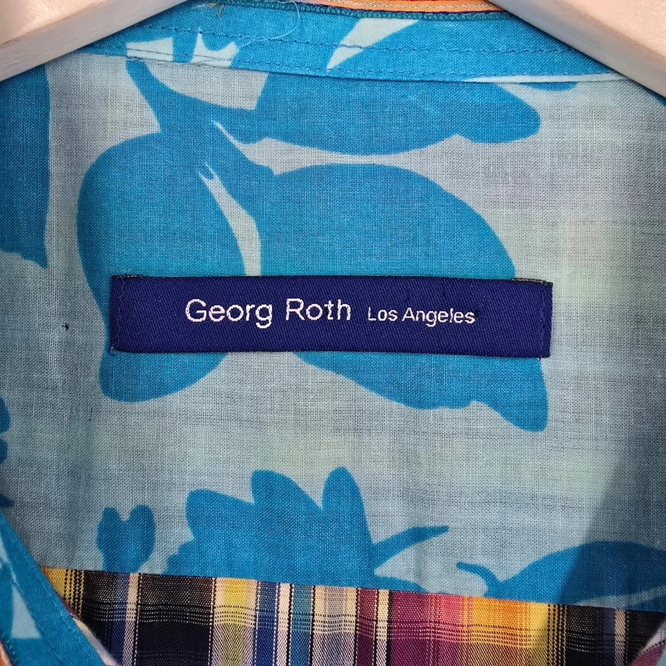 Camisa Occidental Georg Roth Para Hombres 2XB Cuadros Colorida Floral Forrada Perla A Presión Pavo Foto 4 de 4