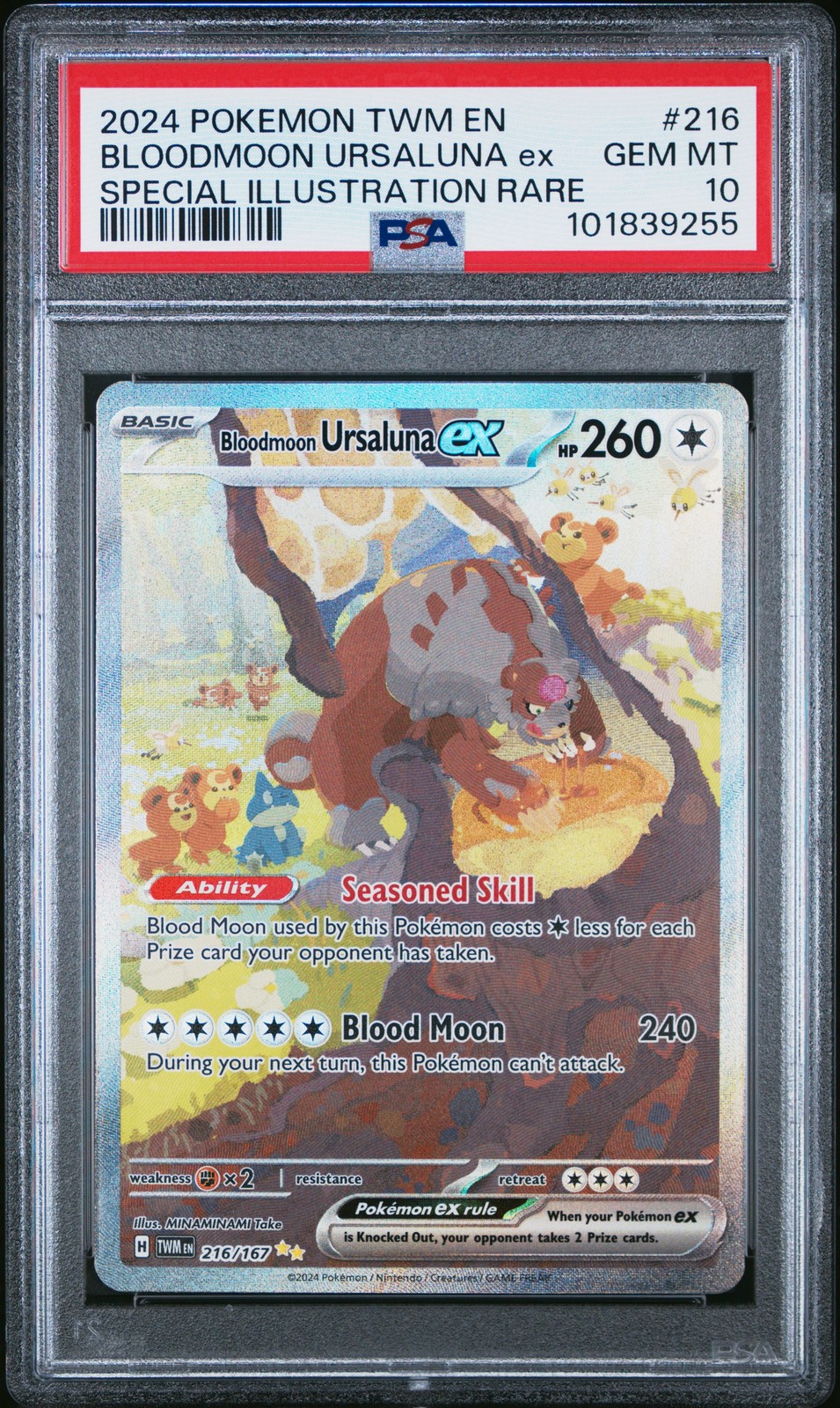 2024 POKEMON TWM EN-TWILIGHT MASQUERADE #216 BLOODMOON URSALUNA EX PSA 10
