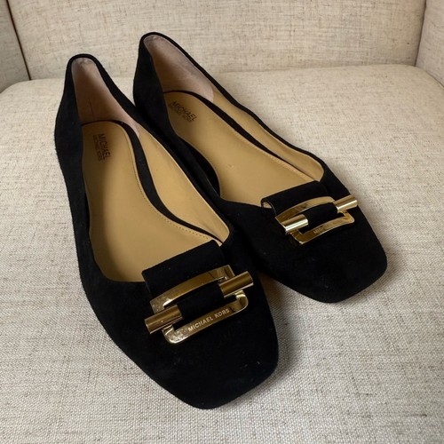 Michael Michael Kors Gloria Suede Leather Ballet Flats Black Women’s 7.5 New - Picture 3 of 10