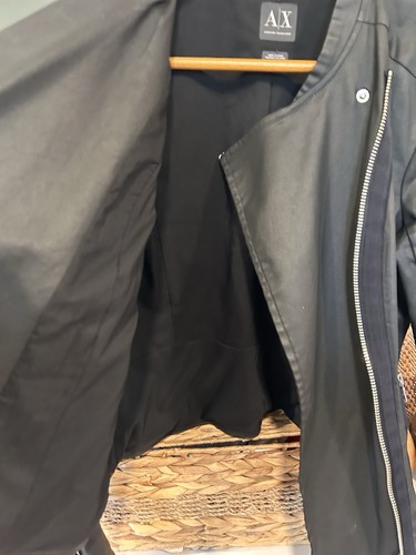 Armani Exchange Womens Black Cotton Fitted Lightweight Biker Jacket Size Large - Picture 6 of 8