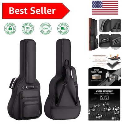 Elegant Thick Padded Acoustic Guitar Case with Adjustable Straps & Hanger Loop