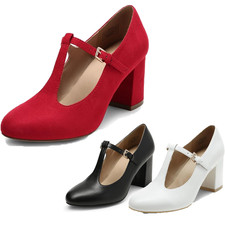 Women's Wedding Mary Jane Pumps Close Toe Low Chunky Heel Pump Dress Shoes