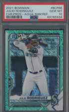 2021 Bowman Chrome Aqua Shimmer Refractor Julio Rodriguez RC /125 PSA 10