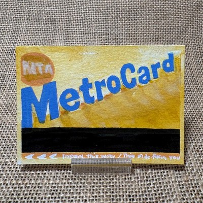 ACEO Original, Pop Art, Subway Card, New York, NYC, MTA, Metro Card, Painting