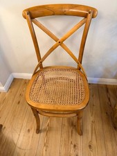 Vintage Cane Rattan Bentwood X Cross back dining chair Farmhouse Country