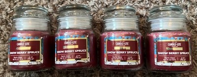 4 - Candle Lite Snow Berry Spruce Lidded Jar Scented 3 oz Single-Wick Candles