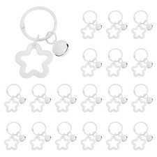 20Pcs Star Bell Keychain Single Cute Star Bag Keychain White,