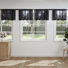 Valance for Windows, 4 Panels Set, Light 42"W x 14"L Pack of 4 Black