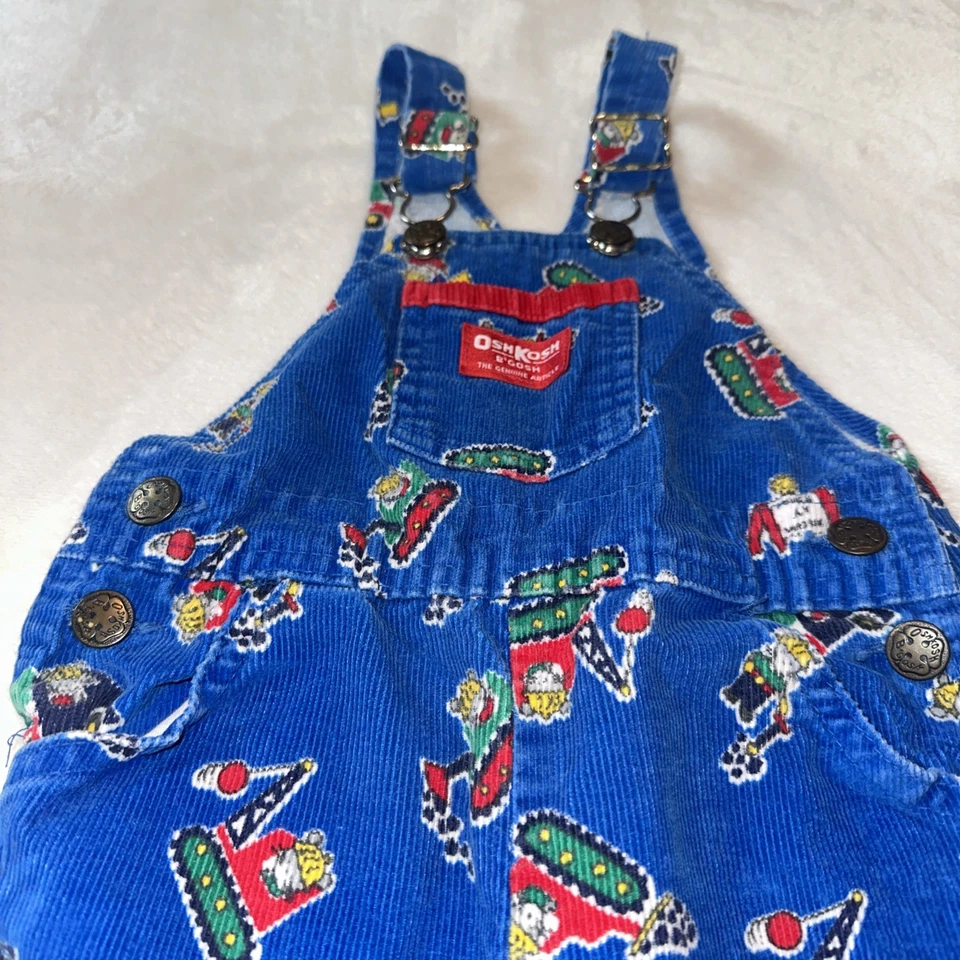 De Colección OshKosh B'Gosh Vesbak "Ratones en el Trabajo" Azul Pana Bebé Mono (24M) EE. UU. Foto 2 de 4