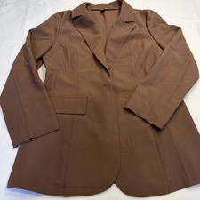 SHEIN Women Brown Single Button Blazer Jacket Size Large US 8/10 Notch Lapel