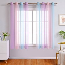 WUBODTI Rainbow Unicorn Princess Curtains 63 Inch Pink Purple Blue 2 Panels