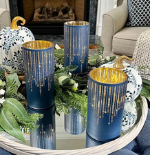 S/3 NAVY  Illuminated Starry Night Hurricanes...
