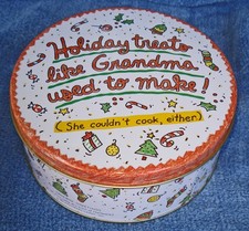 1990'S  HALLMARK ROUND TIN HOLIDAY TREATS LIKE GRANDMA USED TO MAKE!
