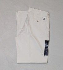 NWT POLO By Ralph Lauren White 100 Cotton "Preston Pant" Mens Size 36/34