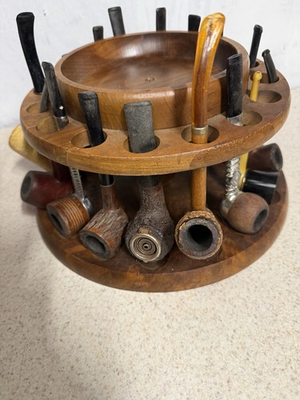 #ad #ad Decatur 16 Pipe Lazy Susan Pipe Rack W’ Pipes Briar Mastercraft Corn Cob $138.00