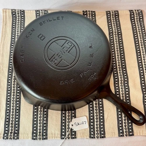Griswold Cast Iron Skillet #8 Large Block Logo 704 R **Cracked**