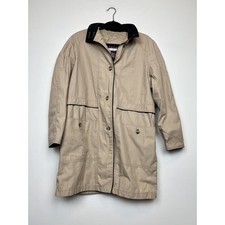 Ashton Cove Tan midi Trench jacket- Button front sz 8 fall jacket chore barn